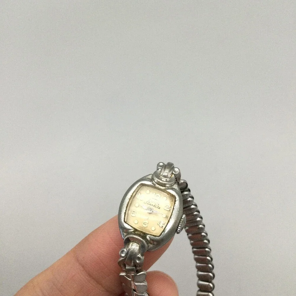Vintage Elgin Starlite Womens Watch 14mm Silver Tone 17J Manual Wind Cocktail